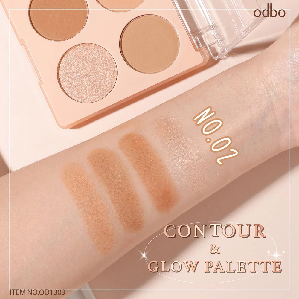 Sunsmilebeauty OD1303 Odbo Contour & Glow Palette #OD1303 : โอดีบีโอ คอนทัวร์ แอนด์ โกลว ไฮไลท์ พาเลท x 1 ชิ้น